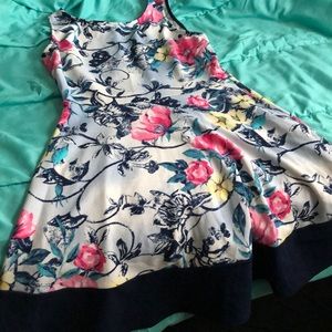 Blue Floral Dress with Navy trim!